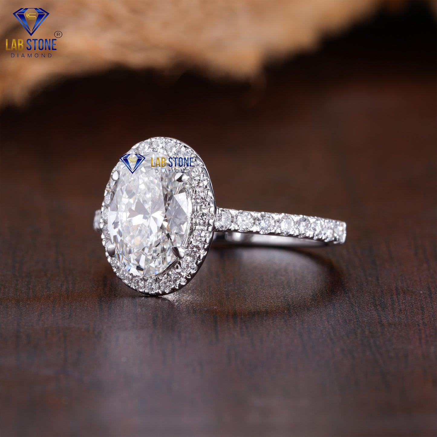 2.36 TDW Oval & Round Cut Women’s Halo Diamond Ring