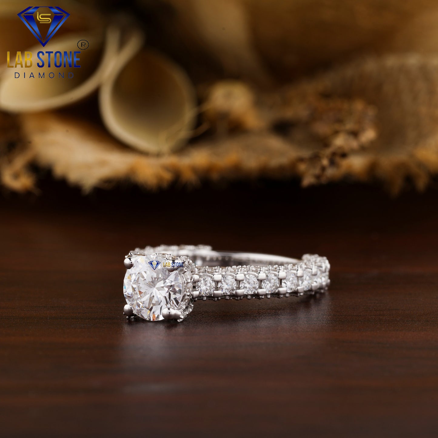 2.35 TDW Round Cut Women’s Hidden Halo Diamond Ring