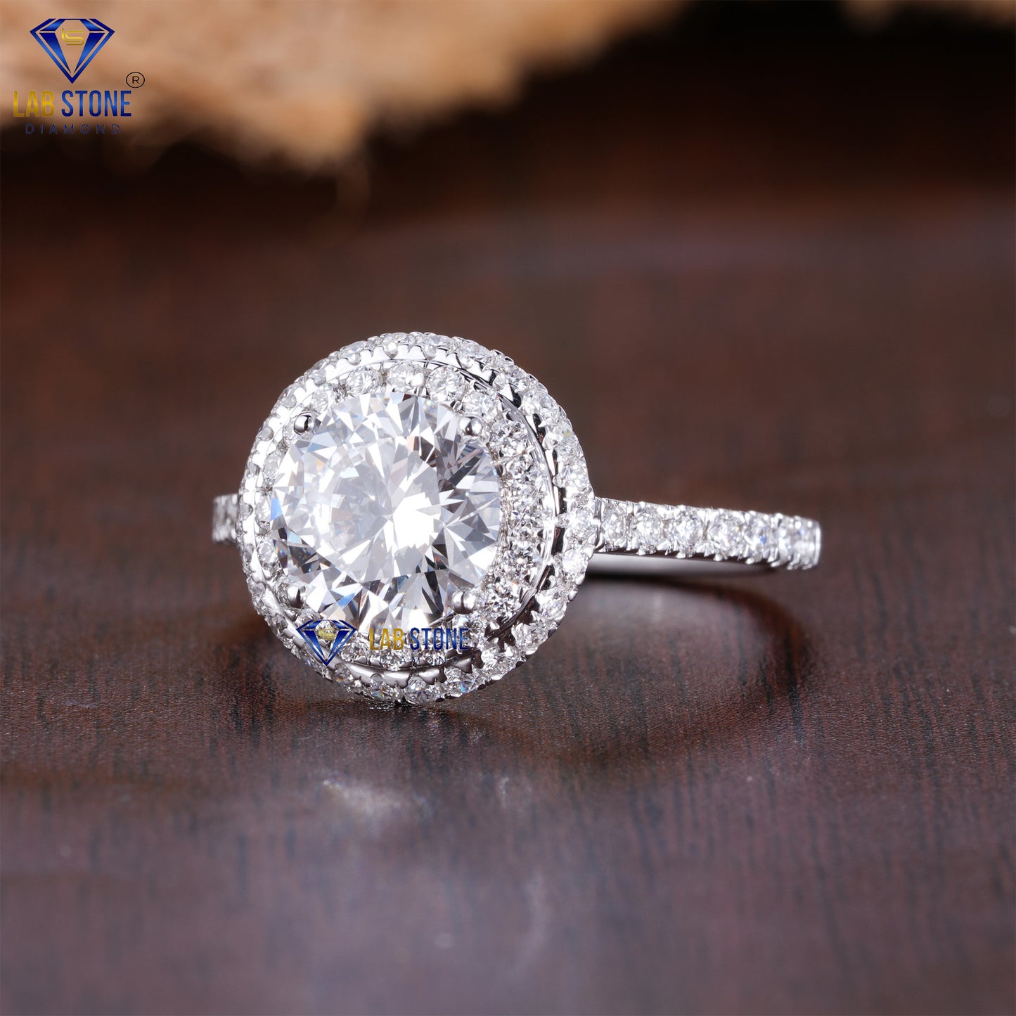 2.036 TDW Round Cut Women’s Halo Diamond Ring