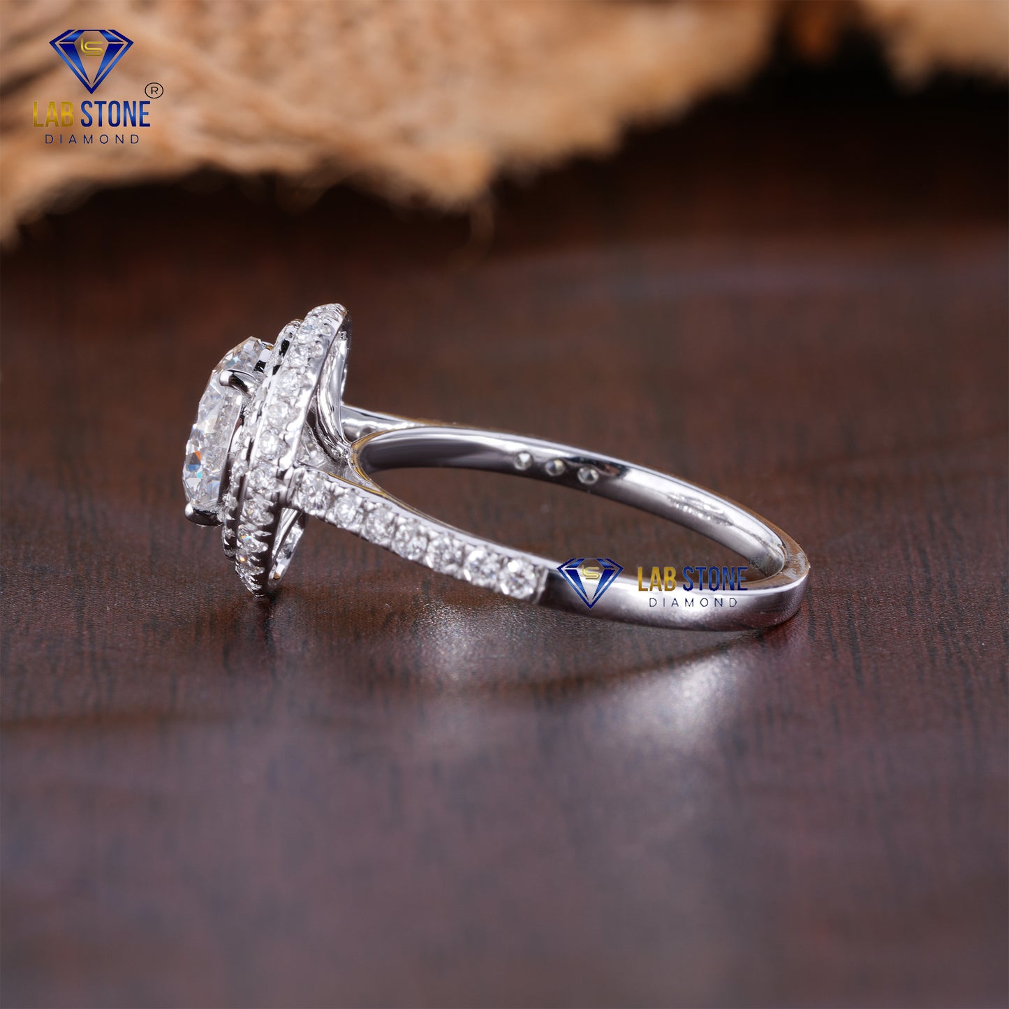 2.036 TDW Round Cut Women’s Halo Diamond Ring