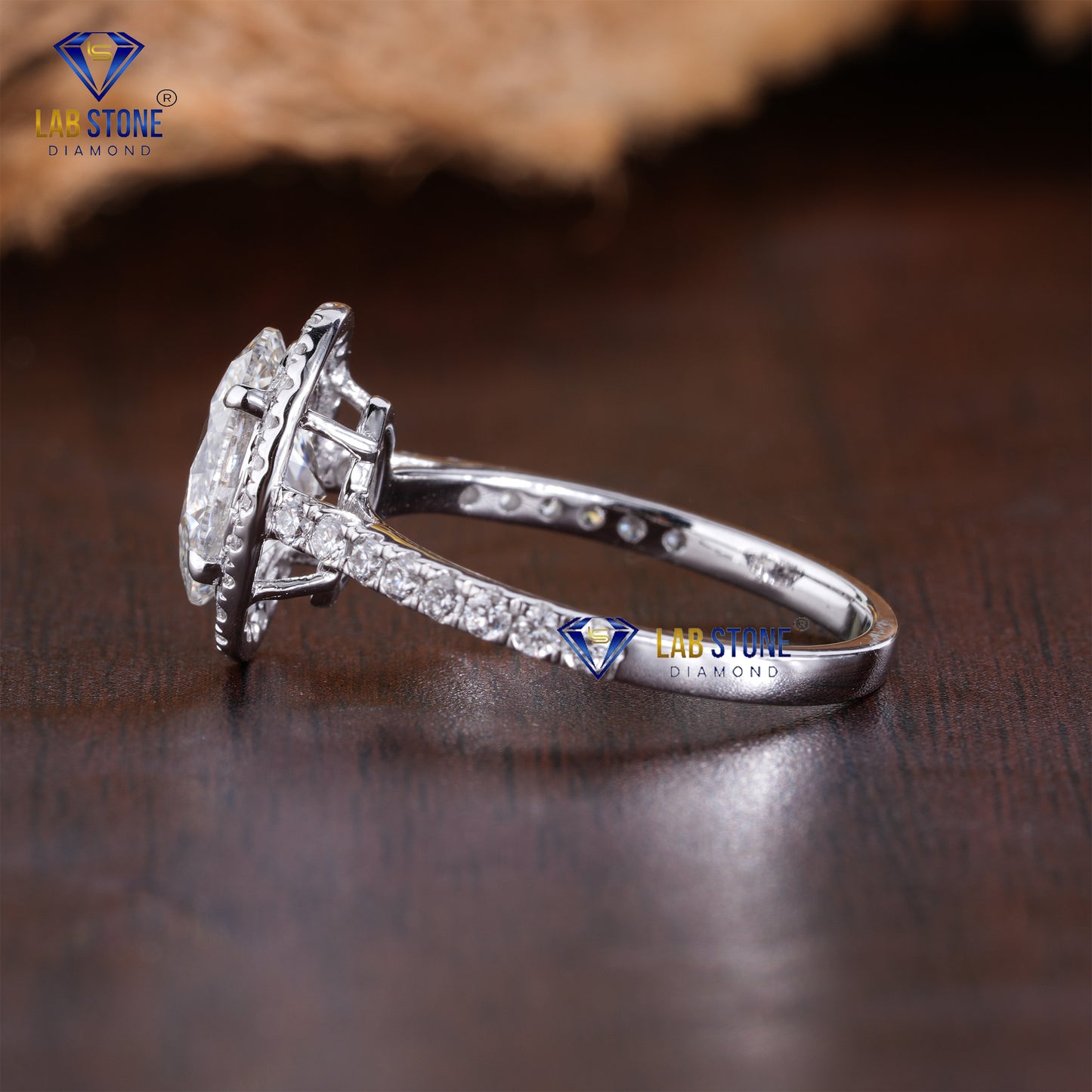 2.36 TDW Oval & Round Cut Women’s Halo Diamond Ring