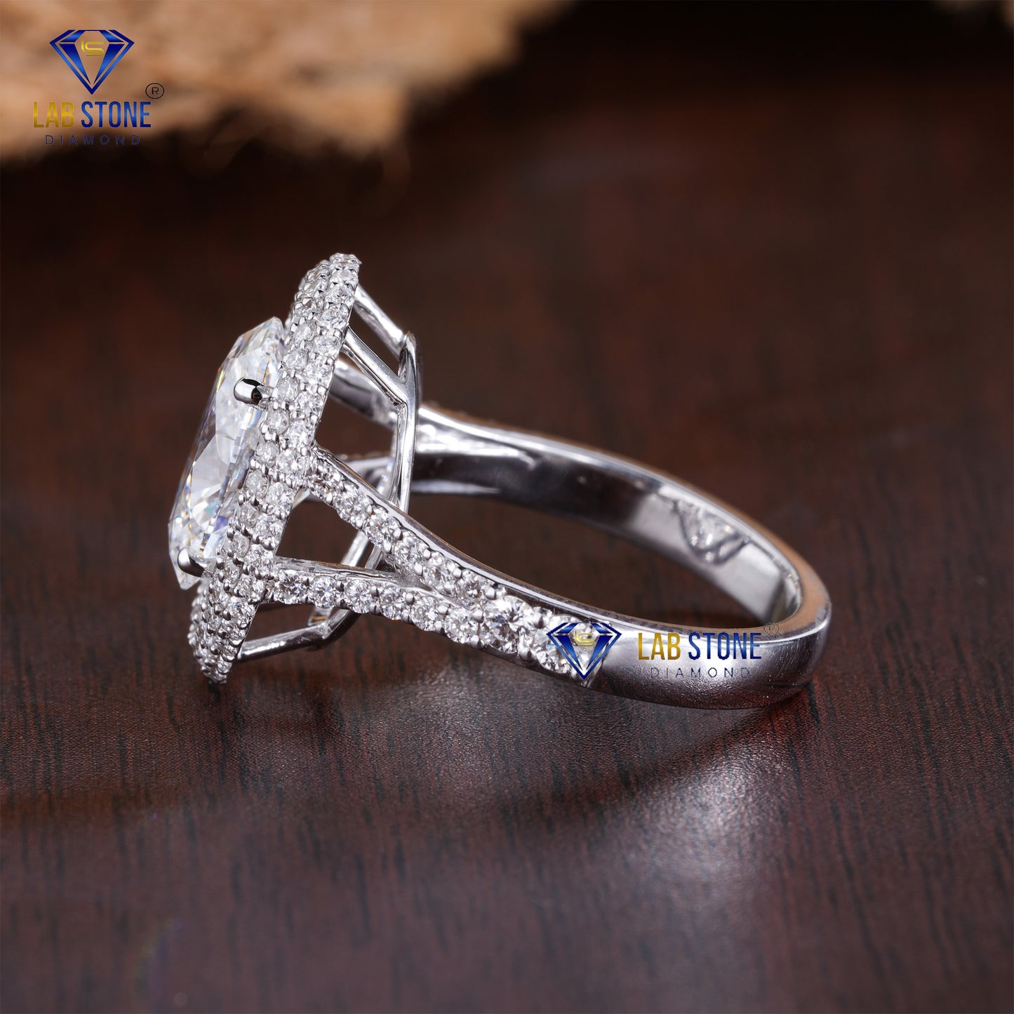 3.17 TDW Oval & Round Cut Women’s Halo Diamond Ring