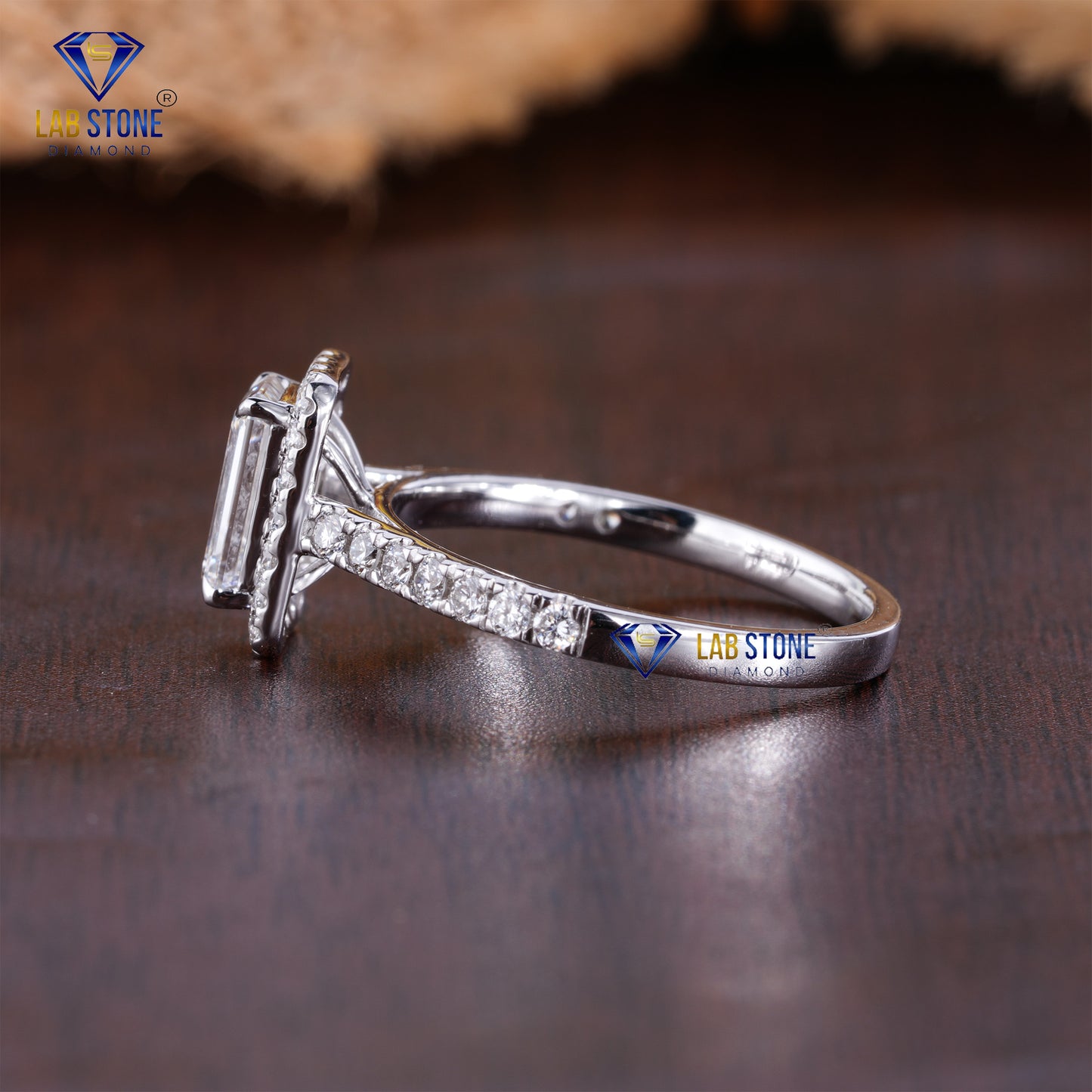 1.83 TDW Round & Emerald Cut Women’s Halo Diamond Ring