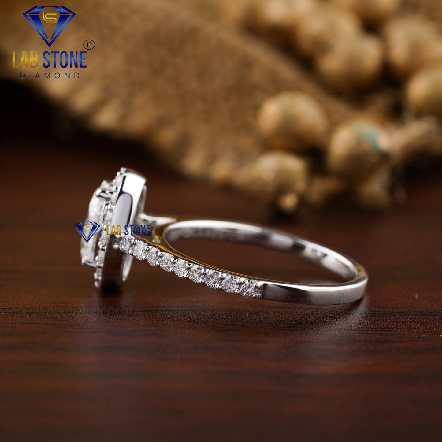 2.10 TDW Oval and Round Diamond Halo Ring for Women