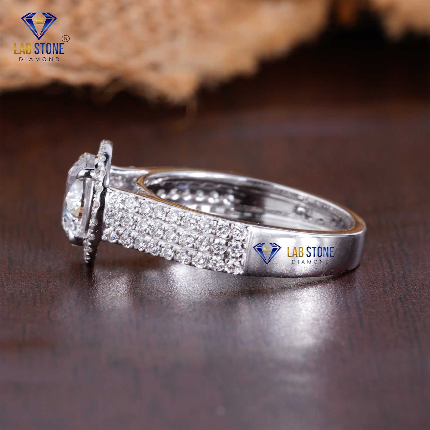 1.88 TDW Round Cut Women’s Halo Diamond Ring