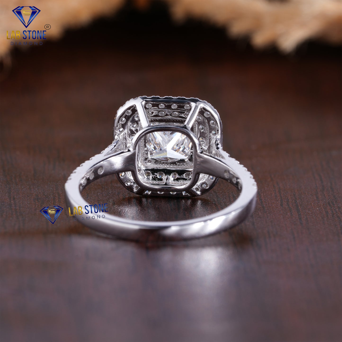 1.40 TDW Round & Princess Cut Women’s Halo Diamond Ring