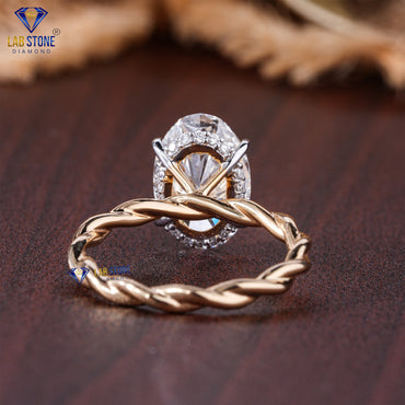 2.81 TDW Round & Oval Cut Women’s Halo Diamond Ring