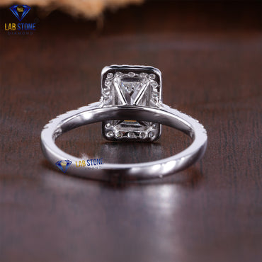 1.83 TDW Round & Emerald Cut Women’s Halo Diamond Ring