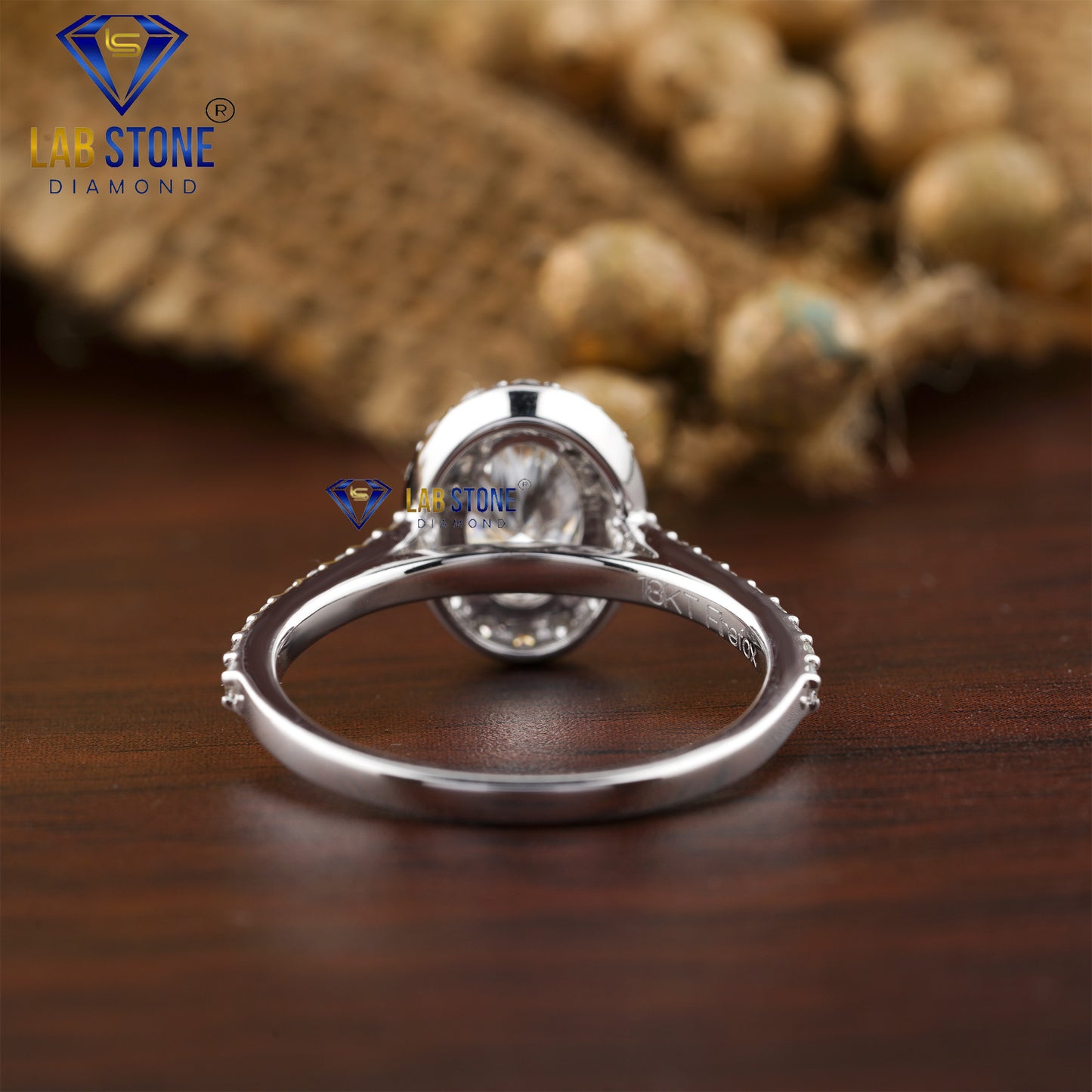 2.10 TDW Oval and Round Diamond Halo Ring for Women