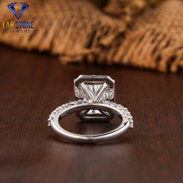 3.91 TDW Radiant & Round Cut Diamond Halo Ring