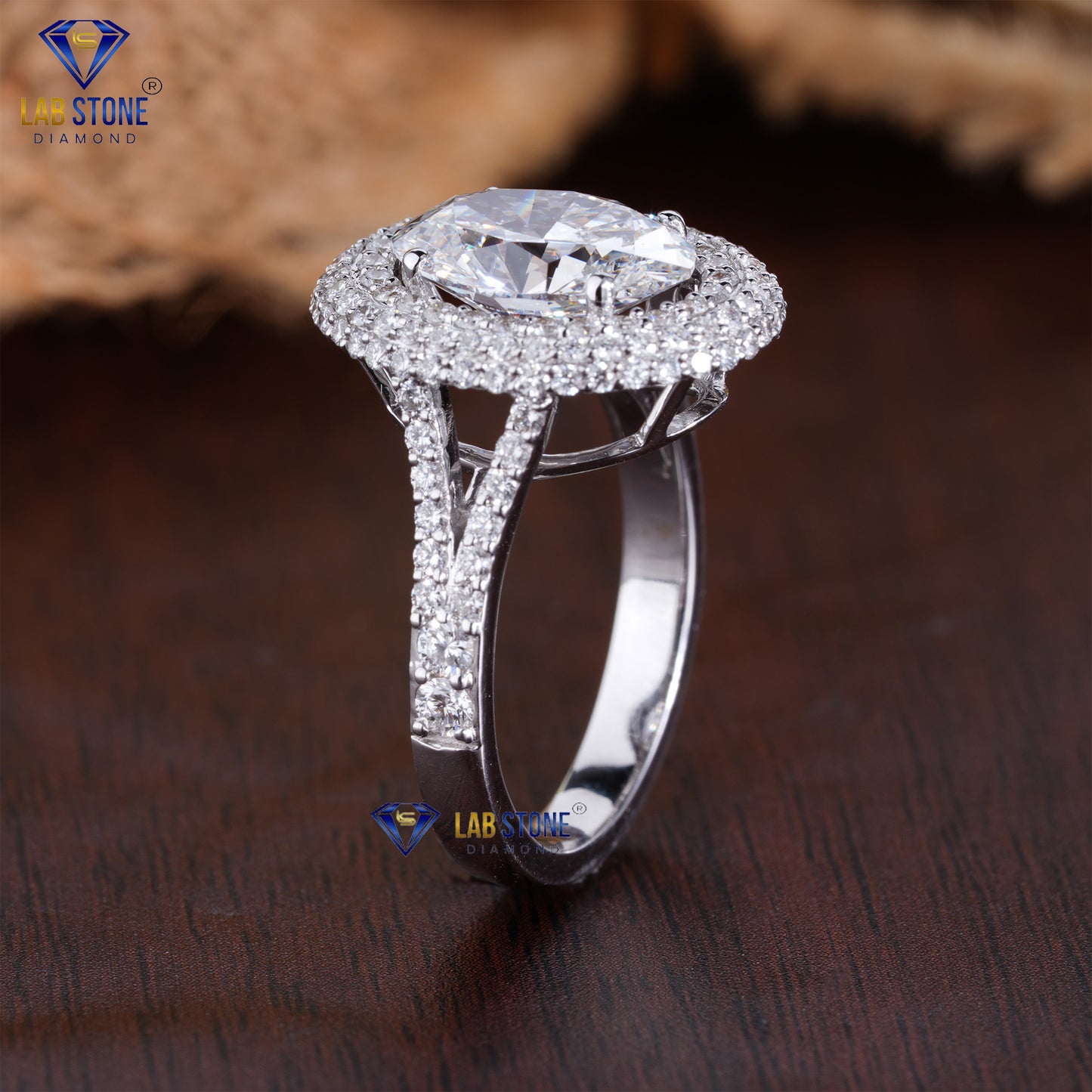 3.17 TDW Oval & Round Cut Women’s Halo Diamond Ring