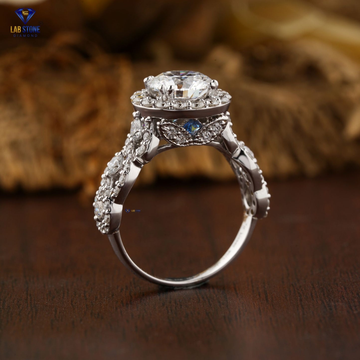 3.26 TDW Round Cut Diamond Women’s Halo Ring