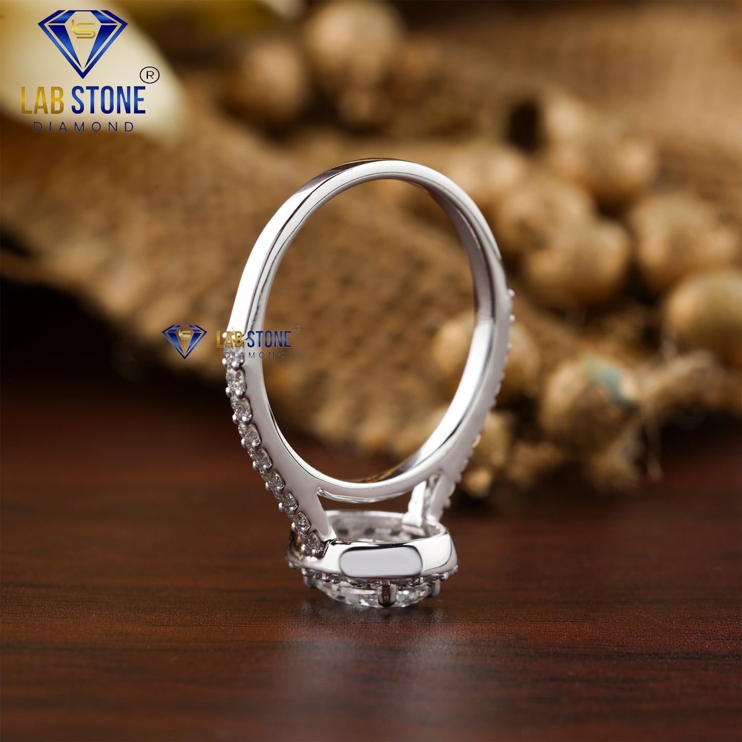 2.10 TDW Oval and Round Diamond Halo Ring for Women