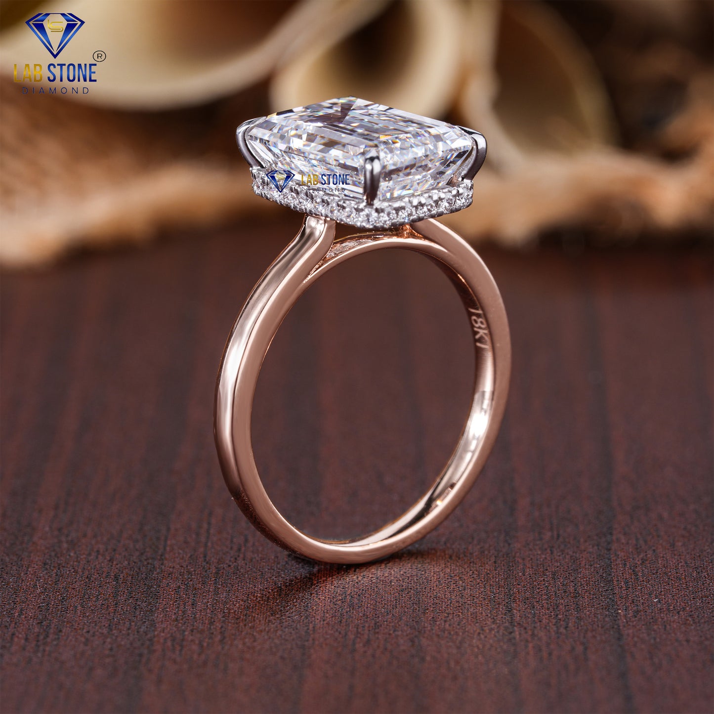 4.64 TDW Emerald & Round Cut Women’s Halo Diamond Ring