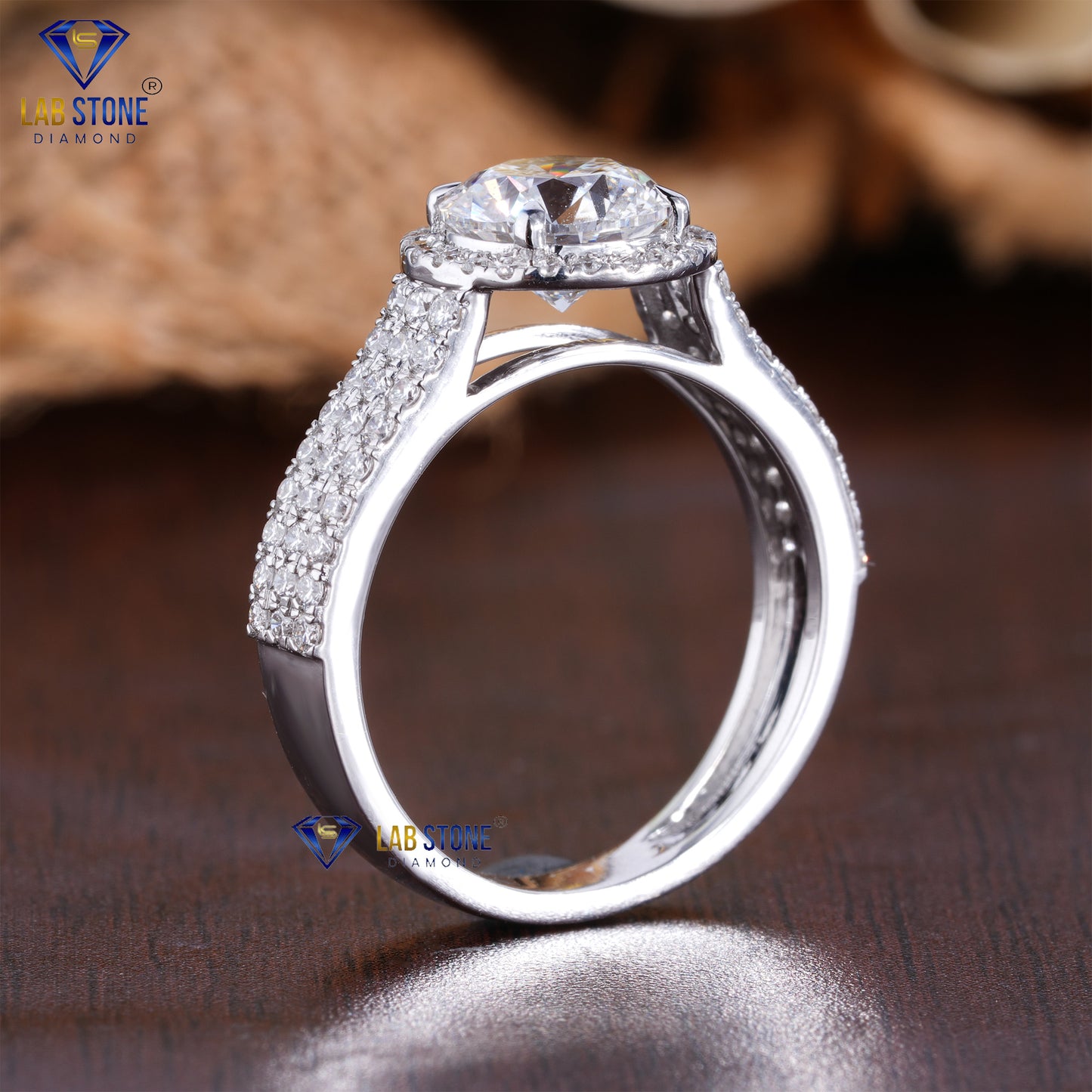 1.88 TDW Round Cut Women’s Halo Diamond Ring