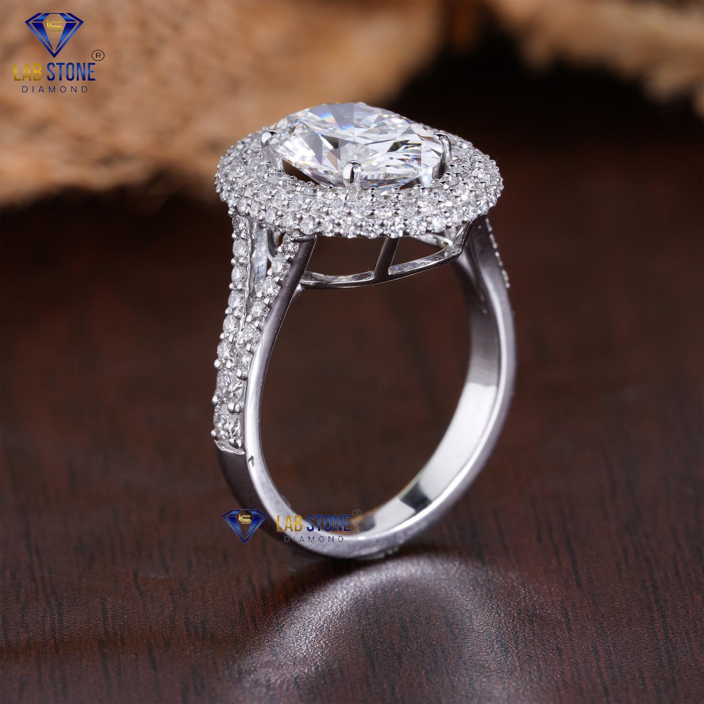 3.17 TDW Oval & Round Cut Women’s Halo Diamond Ring