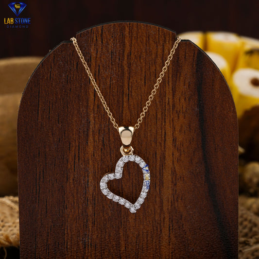 0.21 TDW Round Cut Diamond Heart Shape Pendant With Chain