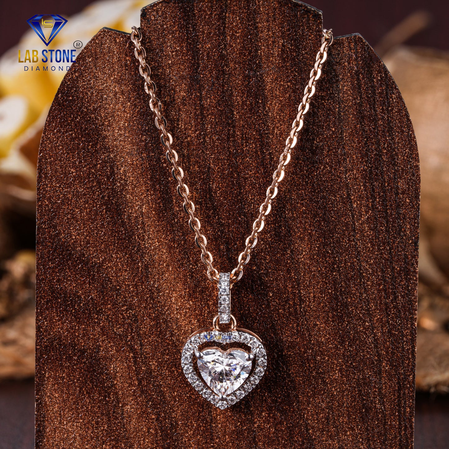 1.196 TDW Round & Heart Cut Diamond Heart Pendant with Chain