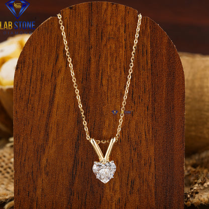 1.00 TDW Heart Cut Diamond Heart Pendant with Chain