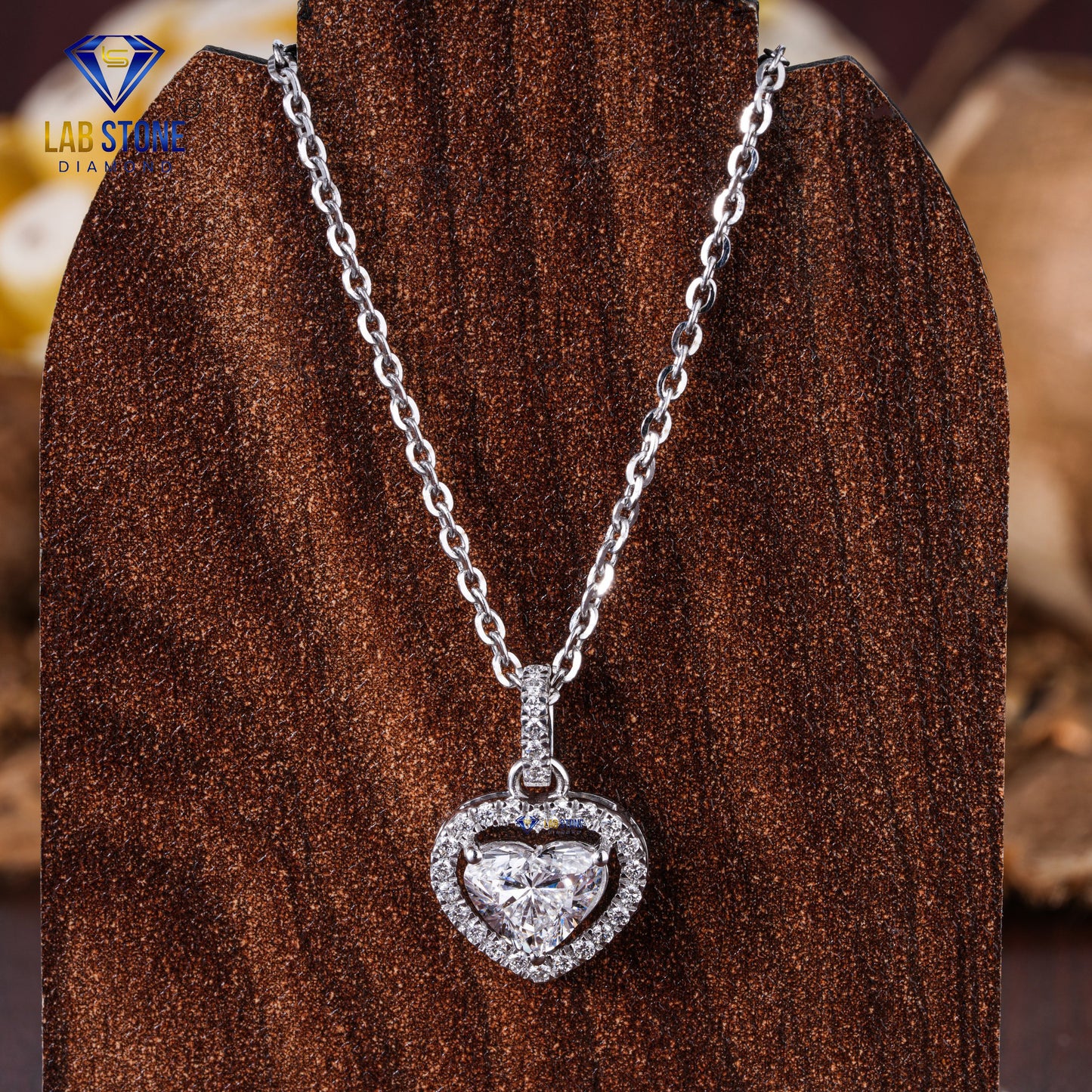 0.888 TDW Round & Heart Cut Diamond Heart Pendant with Chain