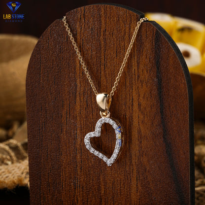 0.21 TDW Round Cut Diamond Heart Shape Pendant With Chain