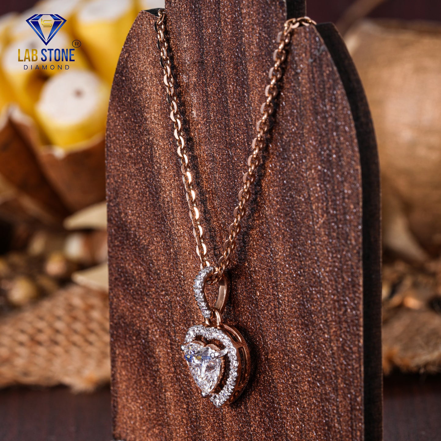 1.196 TDW Round & Heart Cut Diamond Heart Pendant with Chain