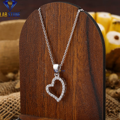 0.21 TDW Round Cut Diamond Heart Pendant with Chain