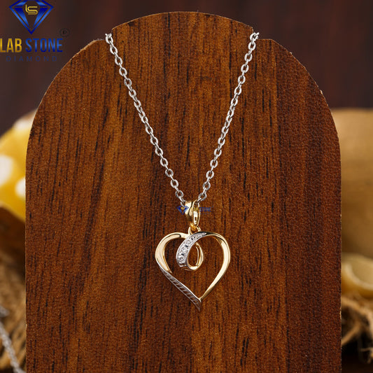 0.03 TDW Round Cut Diamond Heart Pendant with Chain
