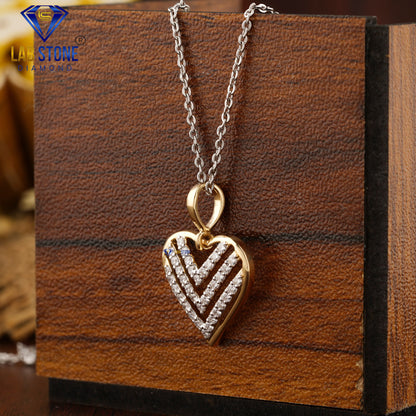 0.364 TDW Round Cut Diamond Heart Pendant with Chain