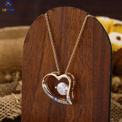 1.08 TDW Round Cut Diamond Heart Pendant with Chain