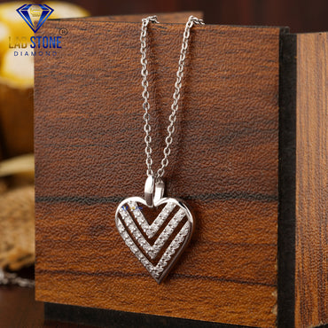 0.364 TDW Round Cut Diamond Heart Pendant with Chain