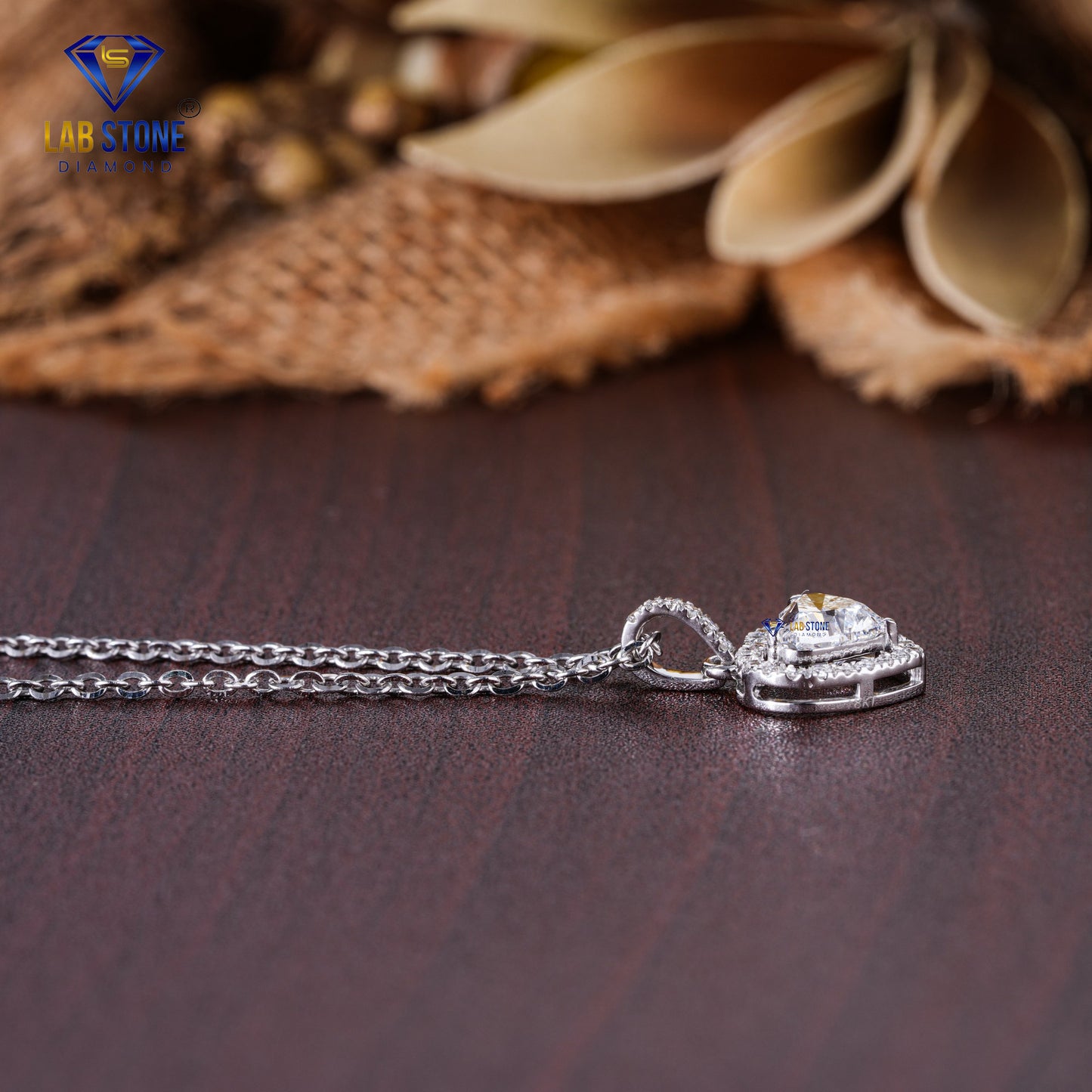 0.888 TDW Round & Heart Cut Diamond Heart Pendant with Chain