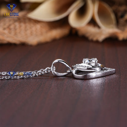 0.919 TDW Round Cut Diamond Heart Pendant with Chain