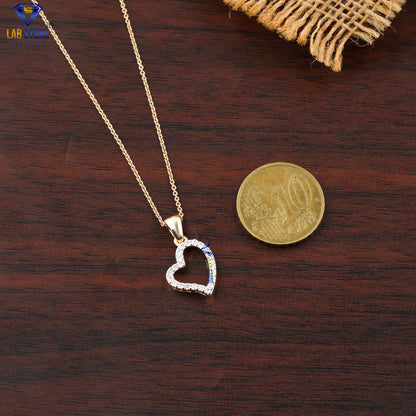 0.21 TDW Round Cut Diamond Heart Shape Pendant With Chain
