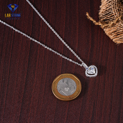 0.888 TDW Round & Heart Cut Diamond Heart Pendant with Chain