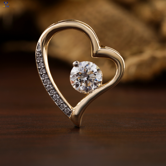 1.055 TDW Round Cut Diamond Heart Pendant