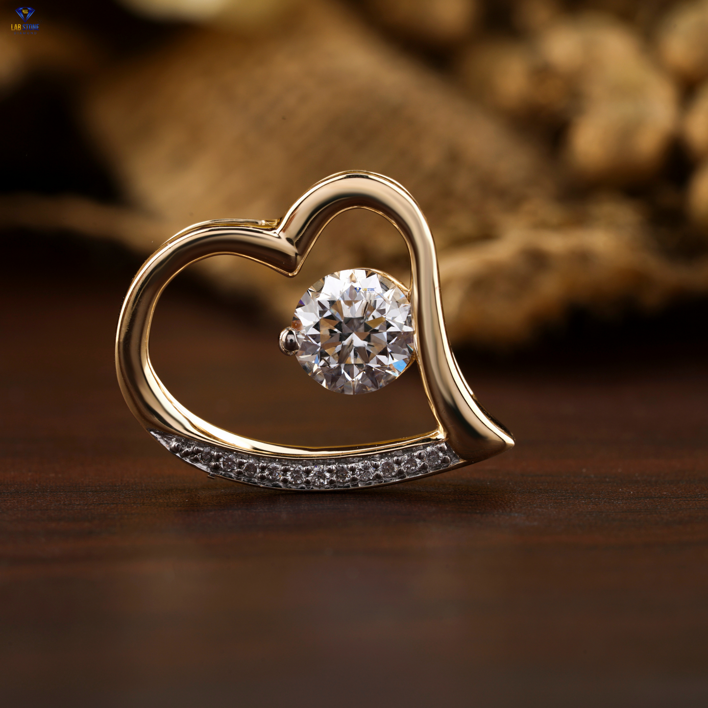 1.055 TDW Round Cut Diamond Heart Pendant