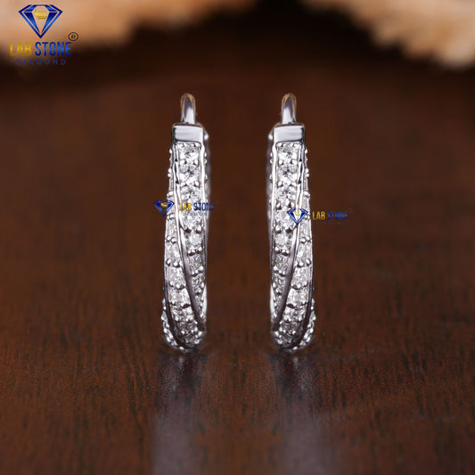 1.20 TDW Round Cut Diamond Hoop Earrings