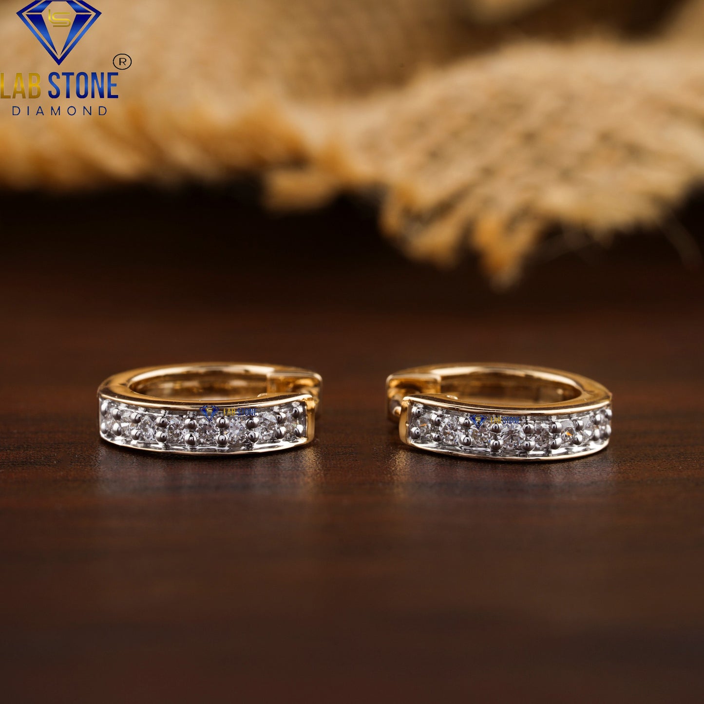 0.16 TDW Round Cut Diamond Hoop Earrings