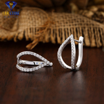 0.55 TDW Round Cut Diamond Hoop Earring