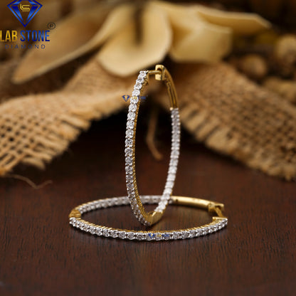 0.912 TDW Round Cut Diamond Hoop Earring