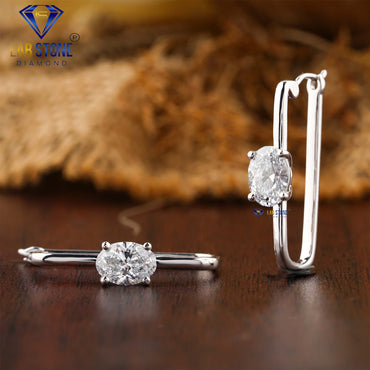 1.00 TDW Oval Cut Diamond Hoop Earring