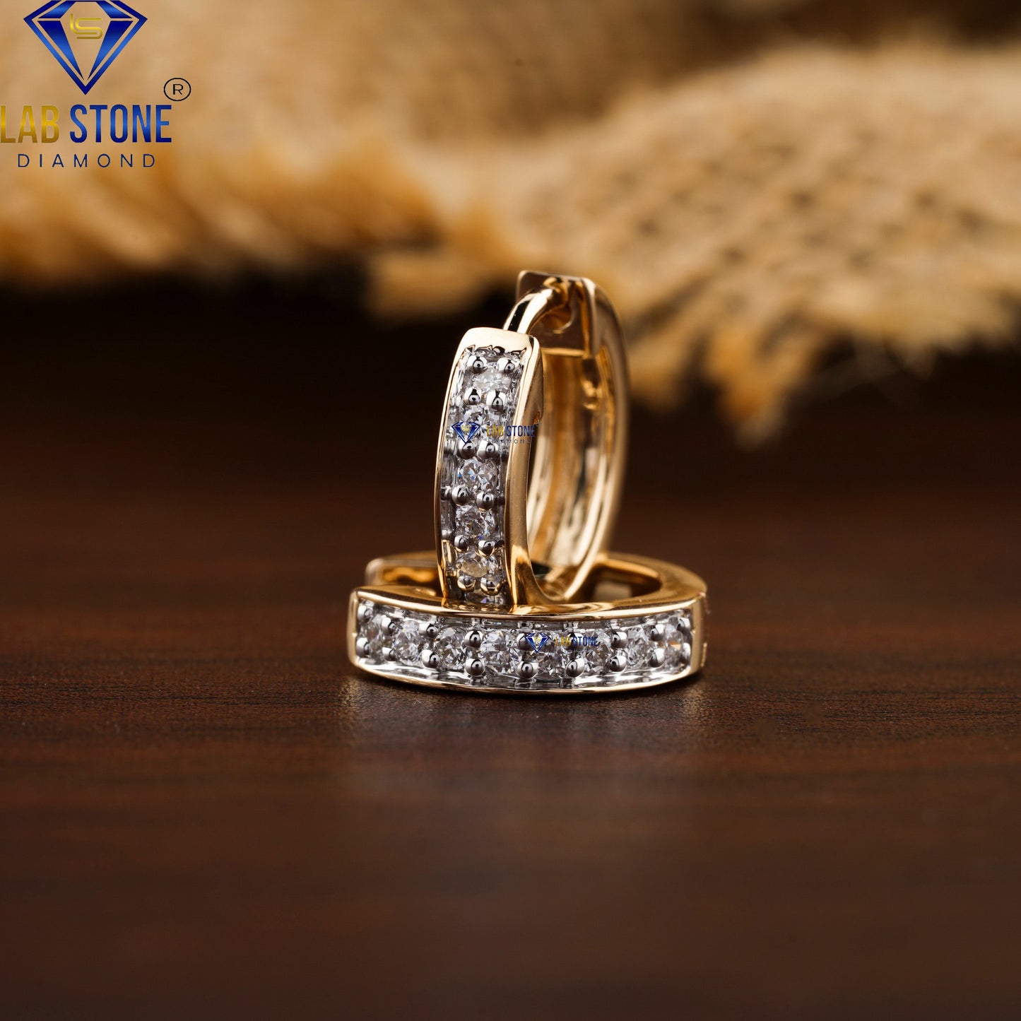 0.16 TDW Round Cut Diamond Hoop Earrings