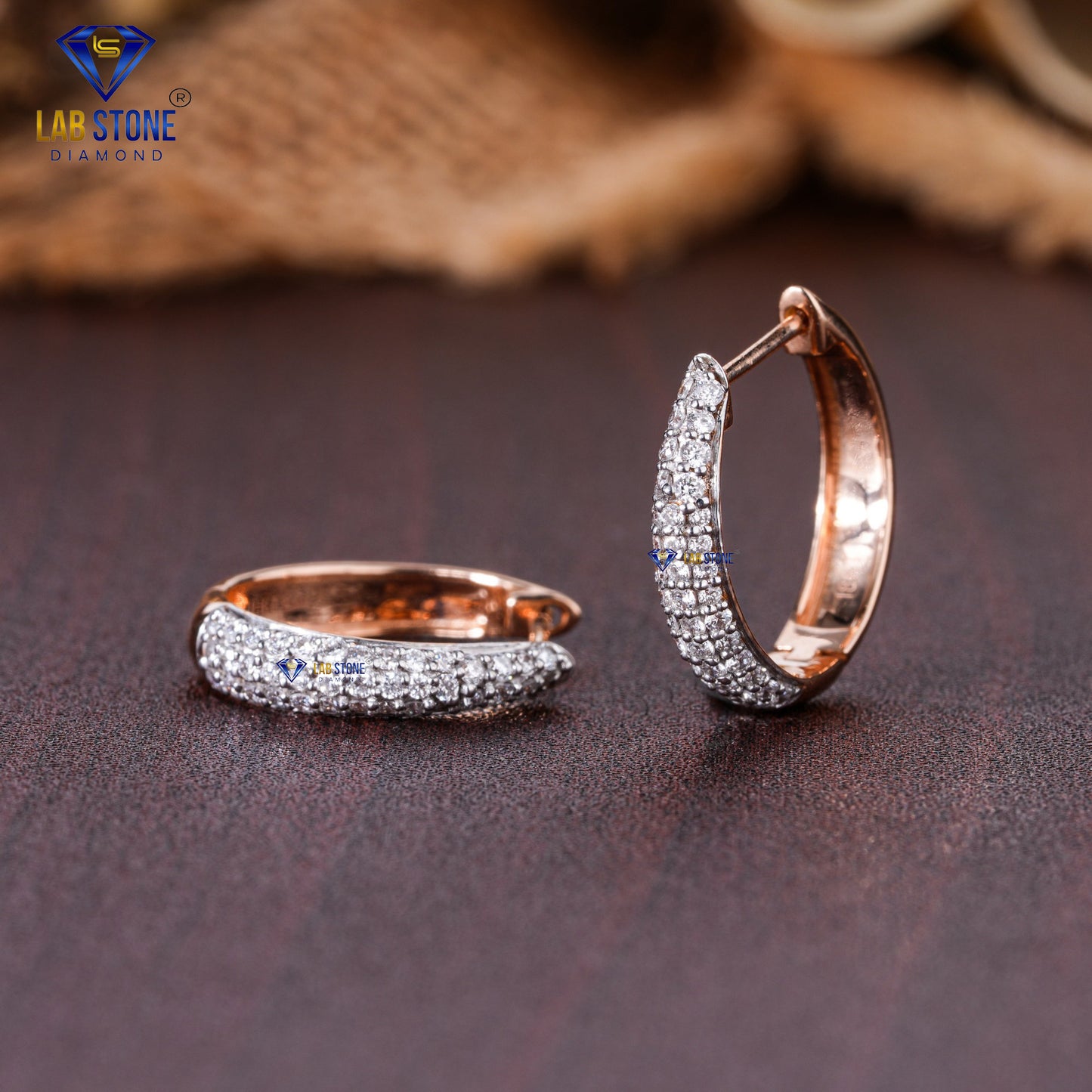 0.27 TDW Round Cut Diamond Hoop Earring