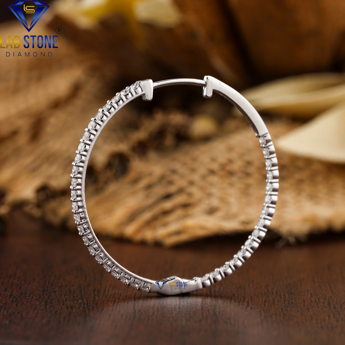 1.44 TDW Round Cut Diamond Hoop Earrings