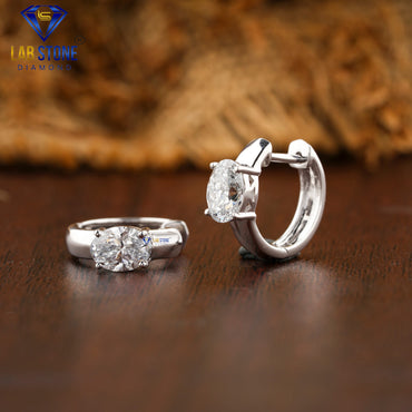 0.90 TDW Oval Cut Diamond Hoop Earrings