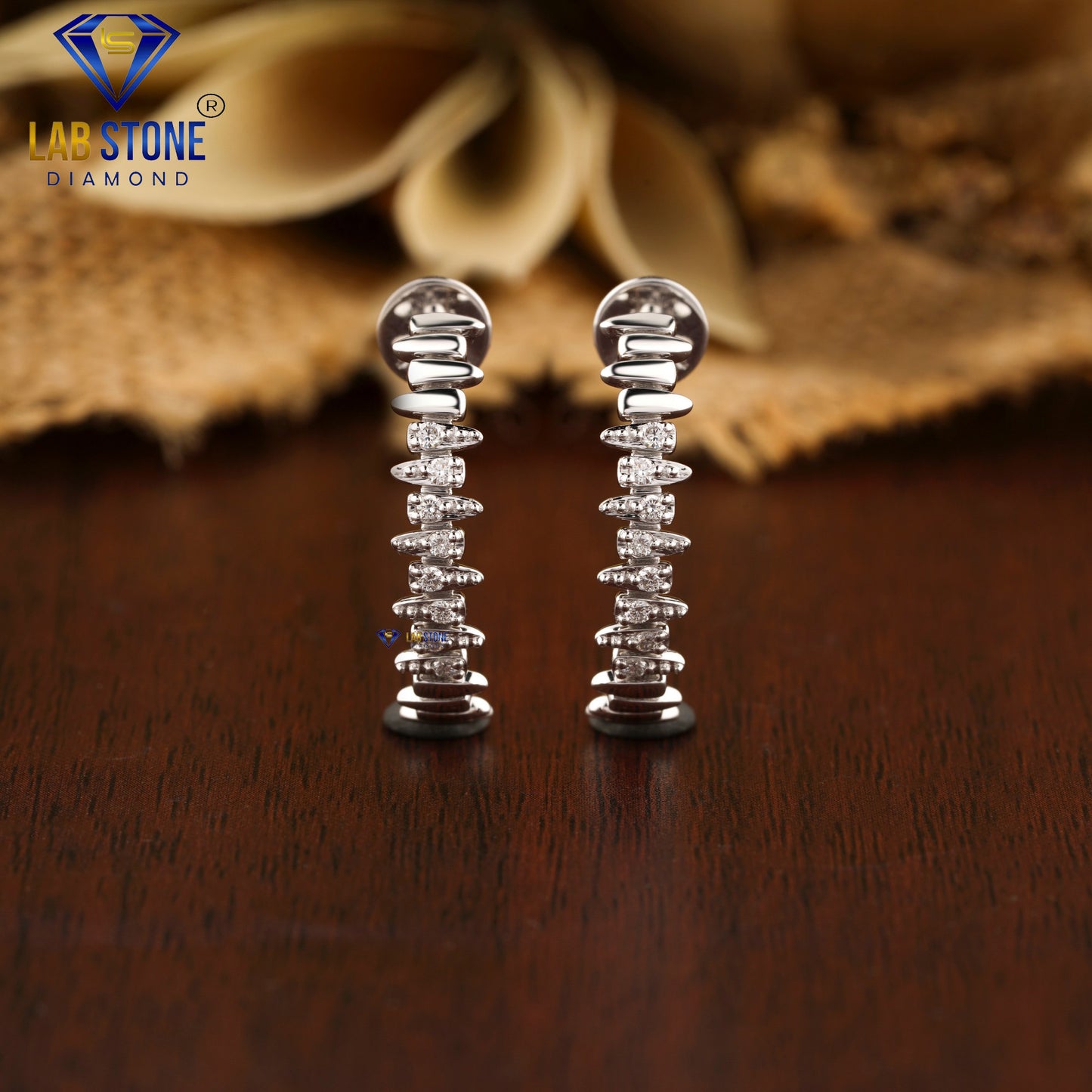 0.16 TDW Round Cut Diamond Hoop Earrings