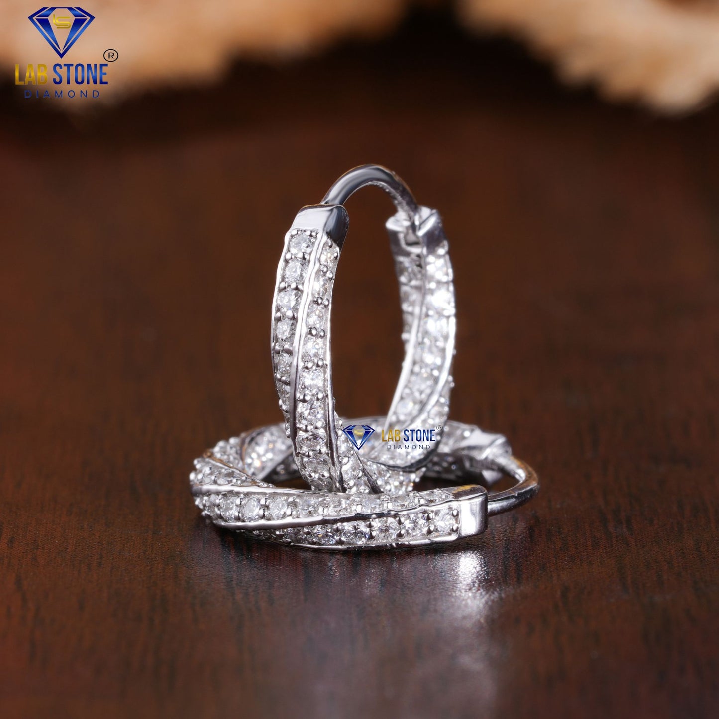 1.20 TDW Round Cut Diamond Hoop Earrings