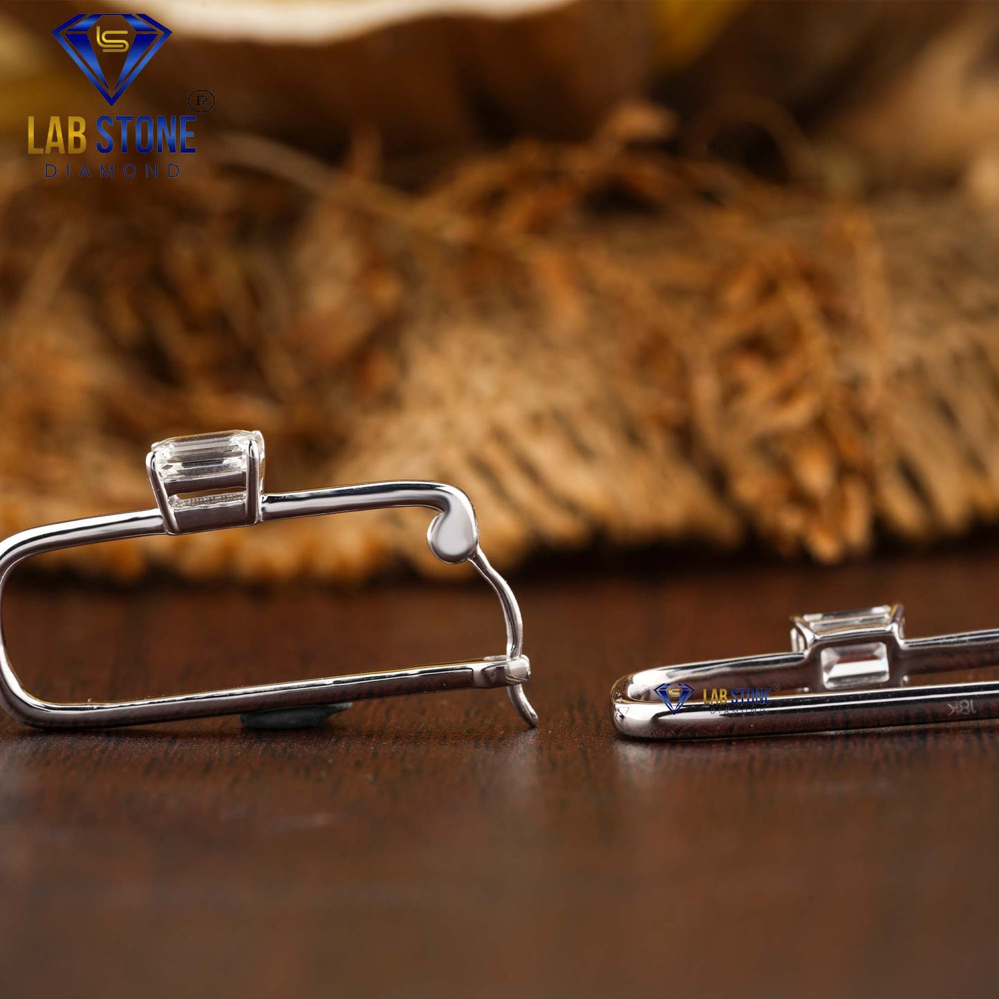 0.64 TDW Emerald Cut Diamond Hoop Earrings