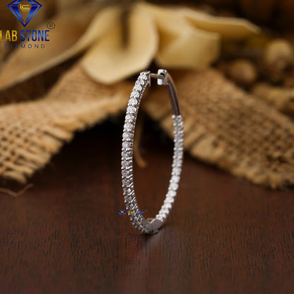 0.912 TDW Round Cut Diamond Hoop Earring